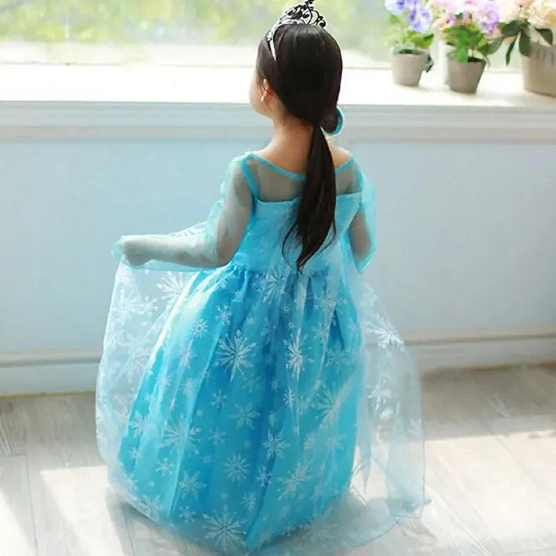 Elsa Princess Dress for Girls Cosplay Elsa Costume Children Halloween Carnival Birthday Clothing Kids Cosplay Snow Queen Costume