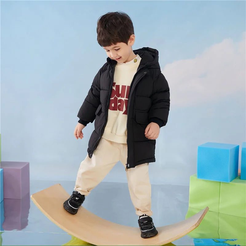 Kids Down Long Outerwear Winter Autumn Big Children Thicken Warm Cotton Clothes Boys Girls Padded Parka Coats Teen Jacket 3-10Y