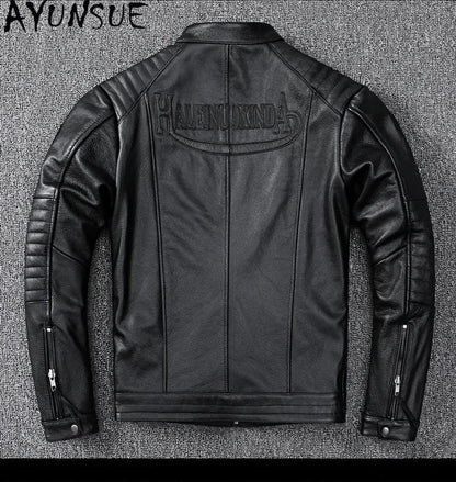 Mens Leather Jacket Autumn Men Clothing Handsome Motorcycle Jackets Two Colors Short Coats Kurtka Męska Skórzana Slim