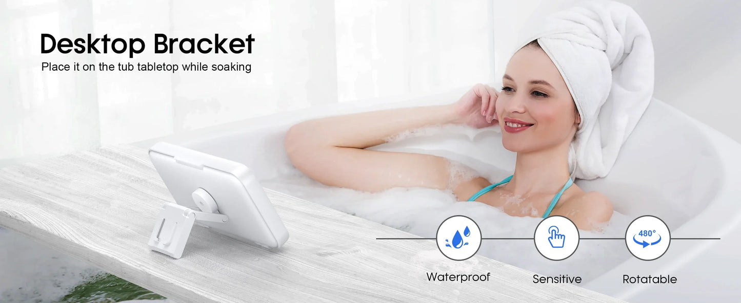 Shower Phone Holder with Speaker  480 Rotation, Wall Phone Mount for Shower Waterproof Anti Fog Shower Case for 4-7" Phones