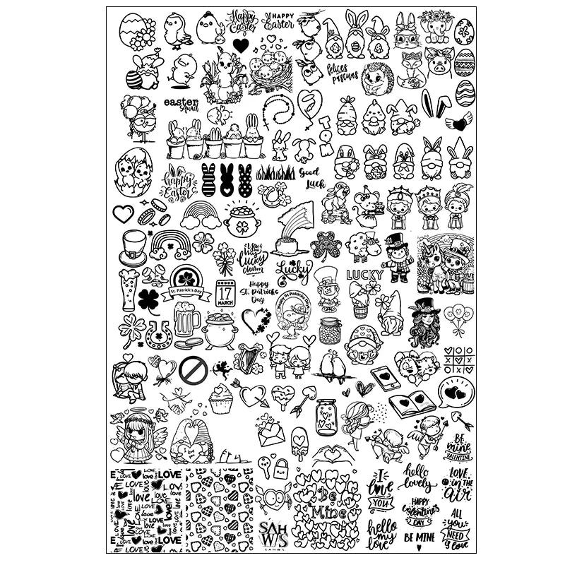 Plaques d'estampage d'ongles Halloween de dessins animés Crâne Personnages Animaux Gabarits Pochoirs Plaque d'estampage Nail Art Outil d'impression d'ongles Manucure