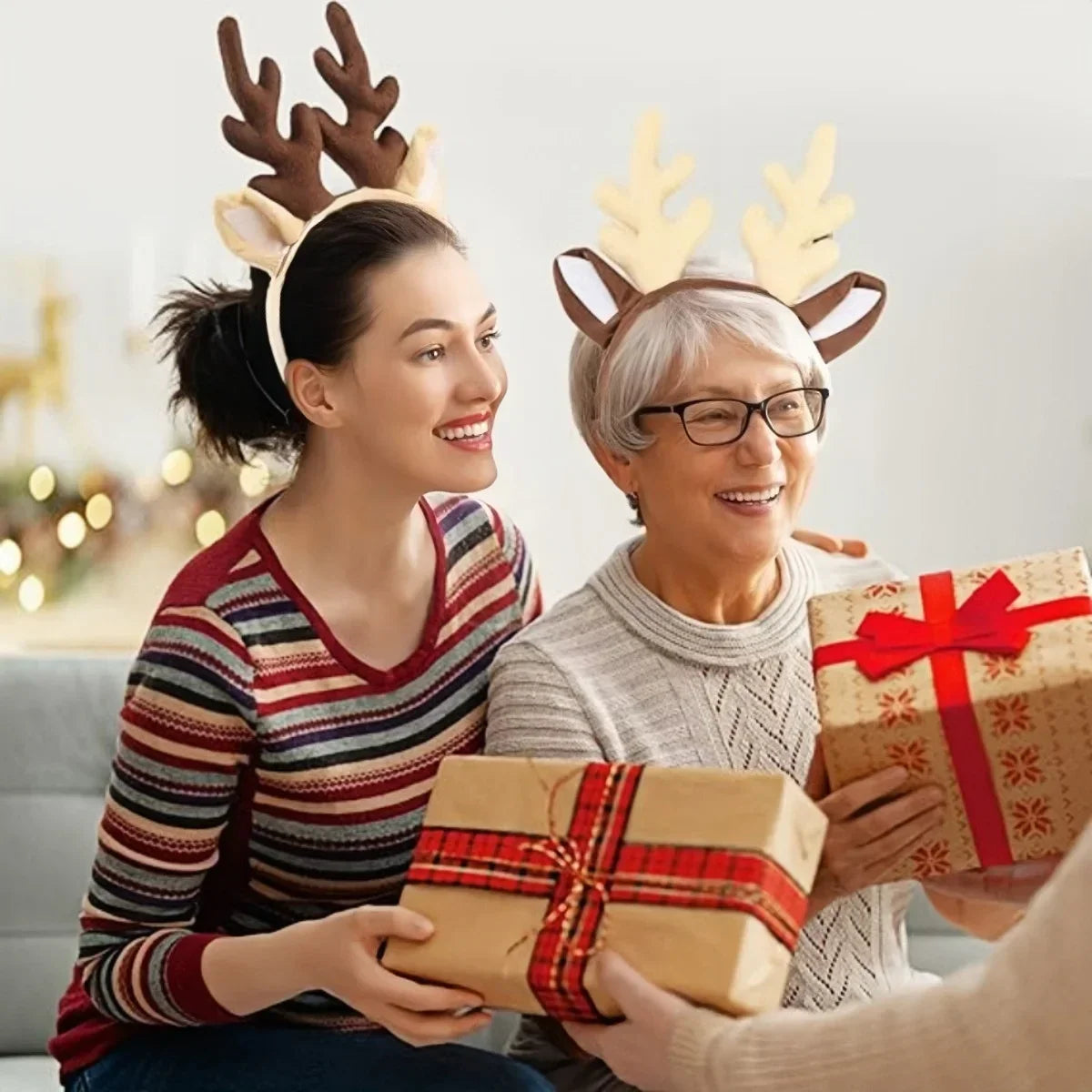 Bandeau en bois de cerf pour femmes adultes, oreilles mignonnes en cornes de renne pour costumes de noël, fournitures de Cosplay