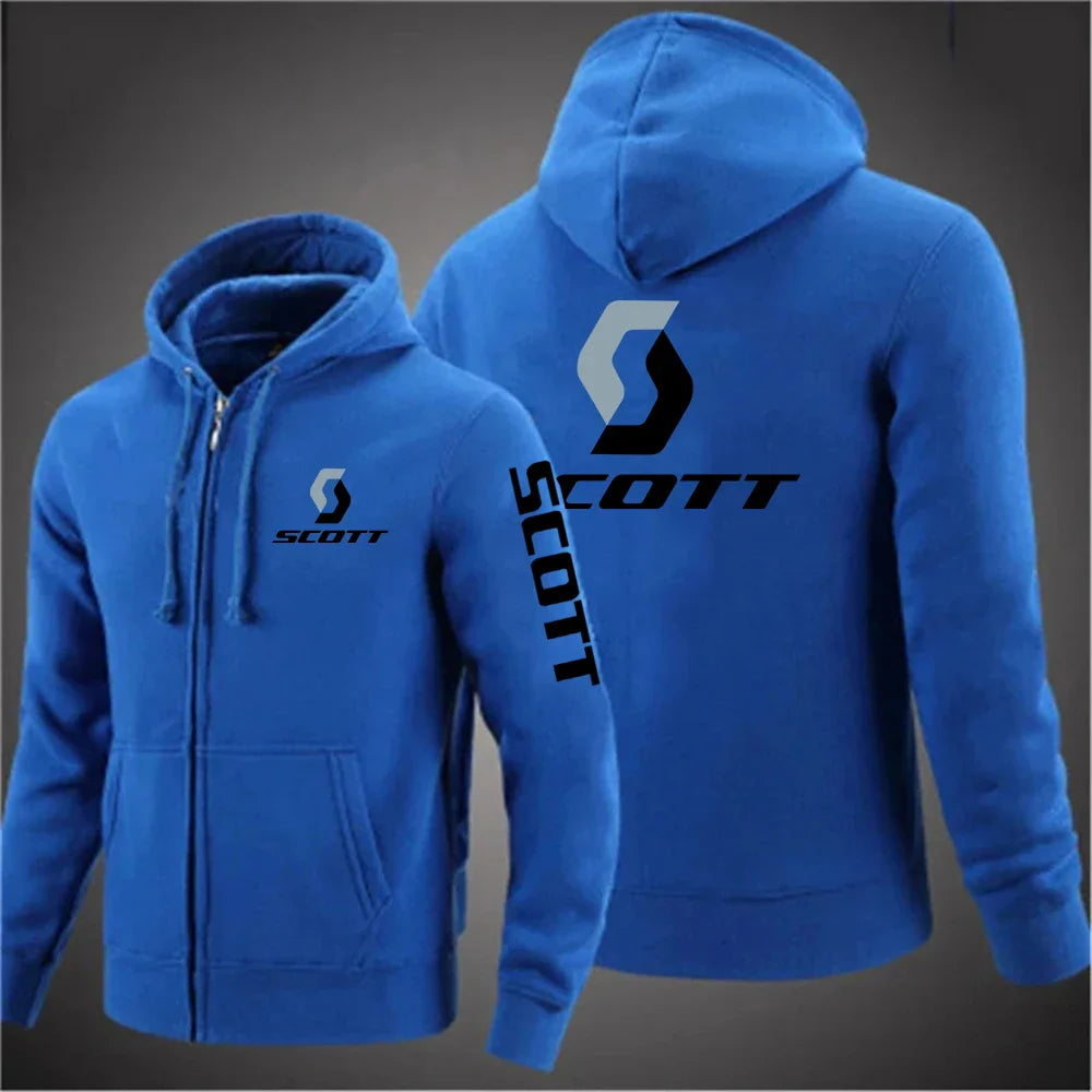 2025 Men's fashion casual SCOTT Hoodies hip hop sweatshirt Street hip hop hooded sweatshirt solid color zipper coat