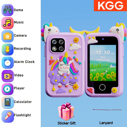 Téléphone intelligent pour enfants Filles Garçons Jouets Téléphone portable Double appareil photo Lecteur de musique 17 jeux Téléphone d'apprentissage pour tout-petits Cadeaux d'anniversaire