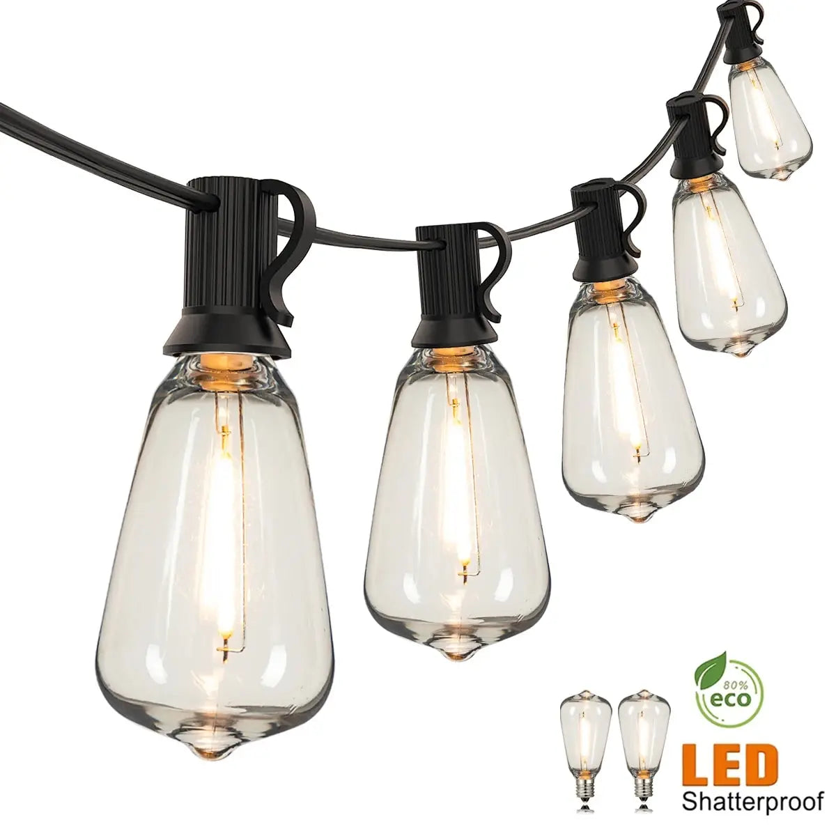 Guirlande lumineuse d'extérieur ST38, connectable, incassable, étanche, ampoule LED en plastique, variable, décoration de jardin, Patio, lumière féerique