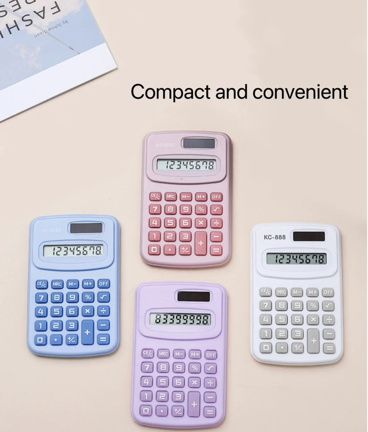 Jolie mini calculatrice solaire avec écran LCD à 8 chiffres, idéale pour le bureau et les étudiants