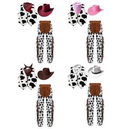 Costume de Cowboy Occidental pour Enfant, Déguisement de Cowgirl, Jeu, Interface West, ixd'Halloween, Cosplay, Ensembles de 4 Pièces, Performance sur Scène Trempée