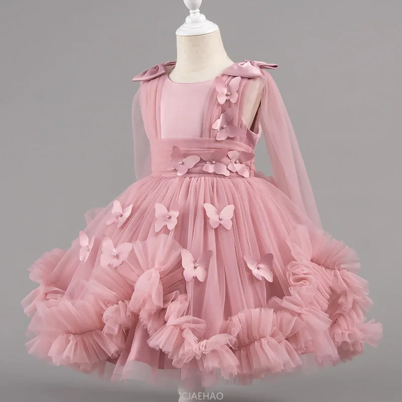Robe de soirée 2025, robe de princesse pour filles, tenue de concours de fleurs, piano, Recital, anniversaire, mariage, jupe de ballerine, occasion formelle