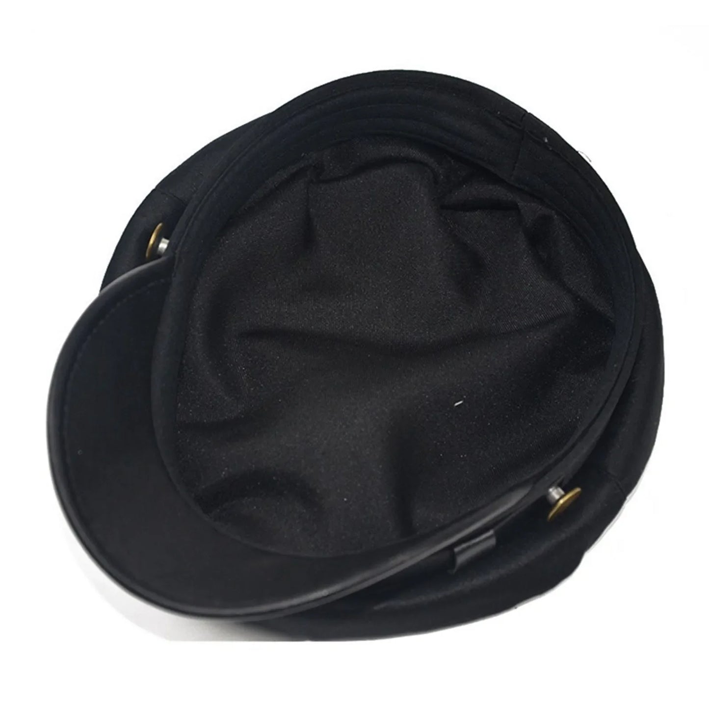 PU Leather Unisex Cycling Caps, Women Men Autumn Sailor Hat Black, Travel Student Hat, Flat Top Captain Hat
