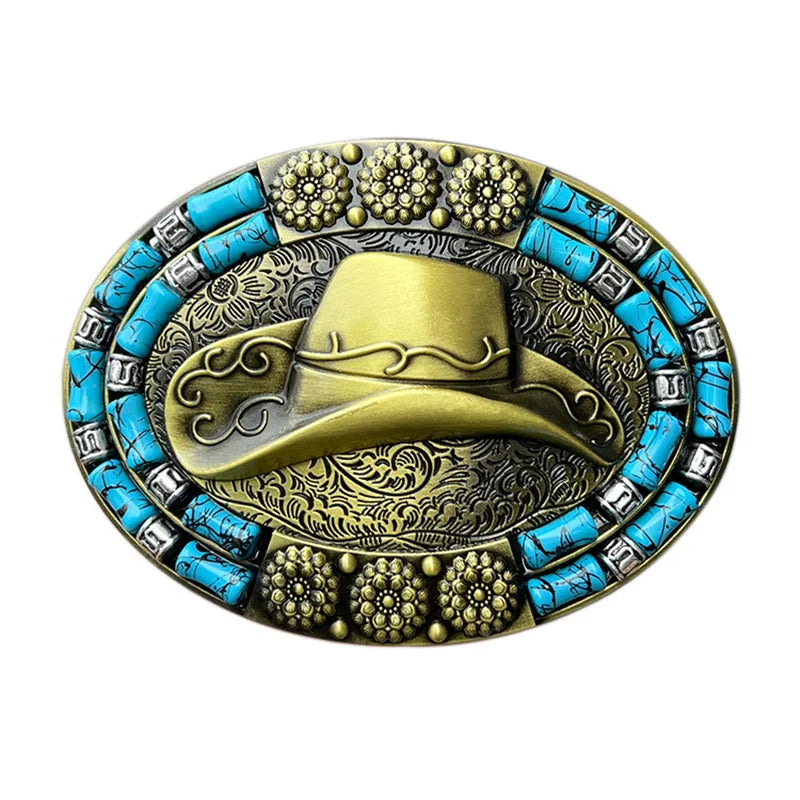 Chapeau de cowboy avec boucle de ceinture, style occidental
