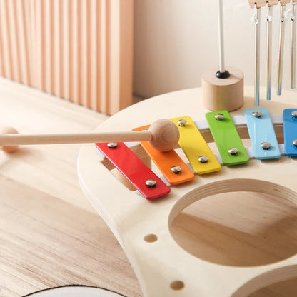 Jouets Éducatifs Bébé en Bois Carillons Éoliens Montessori Jouets Musicaux pour Enfants Xylophone Cadeaux d'Anniversaire Nouveau-né Table Musicale Jouets