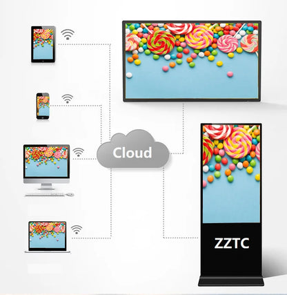 21.5 32 43 pouces centre commercial Android écran tactile interactif affichage de signalisation numérique support de sol Lcd kiosque d'auto-service