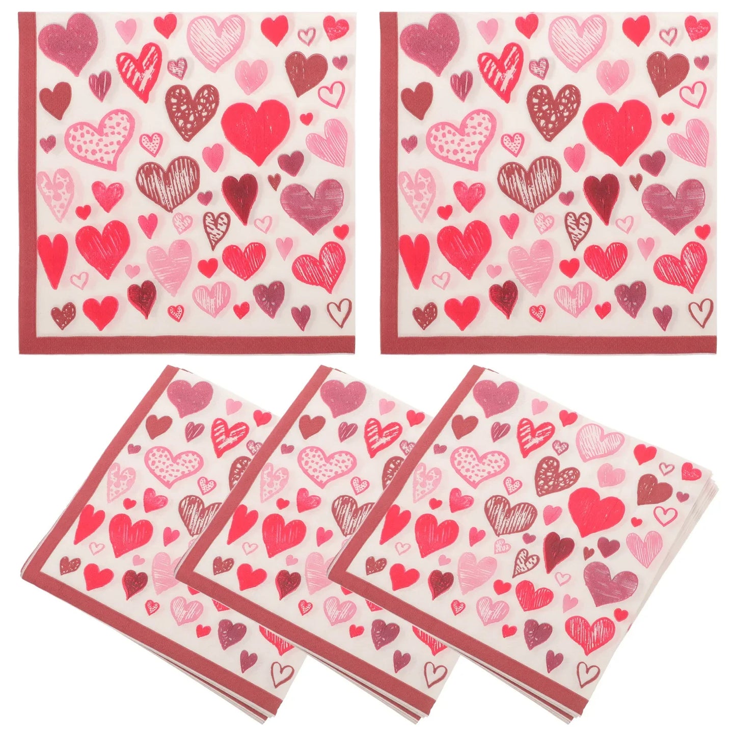 40 Serviettes en Papier Cœur Amour Élégantes Forme Carrée Parfaites pour les Couverts et la Mise en Place de la Table Serviettes de Table en Papier