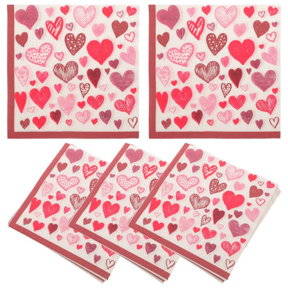 40 Serviettes en Papier Cœur Amour Élégantes Forme Carrée Parfaites pour les Couverts et la Mise en Place de la Table Serviettes de Table en Papier
