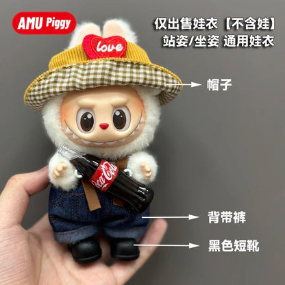 Clothes Doll DIY Accessories Pull Cloth Cola Happiness Factor Labubu Clothes Set Doll Outfit Have Shoes
