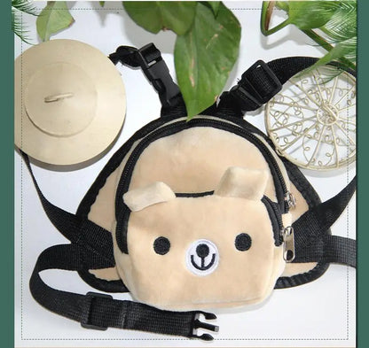 Sac à dos durable pour chien de compagnie, sac à dos auto-transporté pour chiot, laisse réglable, harnais portable de dessin animé, sac de collation en plein air pour chien en peluche