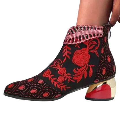 Chaussures brodées à la main pour femmes, bottes de rinçage à talons hauts, bottes de fête, luxe, élégant, nouveau, 2025
