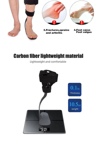 Orthèse en fibre de carbone pour le traitement du pied tombant suite à un AVC, une hémiplégie, un patient âgé ou souffrant de stréphendopodie, soutien de la cheville, 1 pièce.