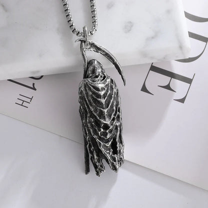 Hell Death Scythe Necklace Pendant Gothic Mysterious Devil Necklace Men's Personality Punk Retro Halloween Trend Jewelry