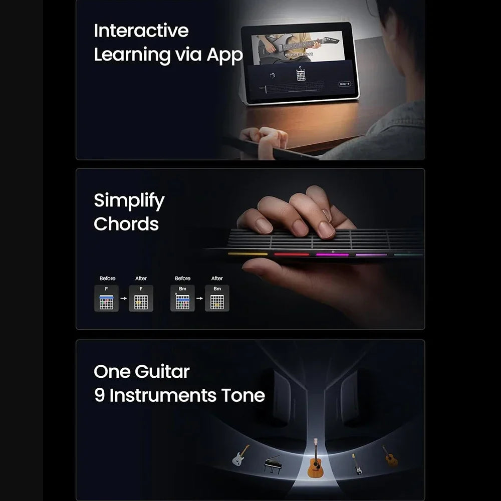 AeroBand – guitare électrique détachable, corde en Silicone indolore, tout-en-un, 9 Styles sonores, basse acoustique avec port micro