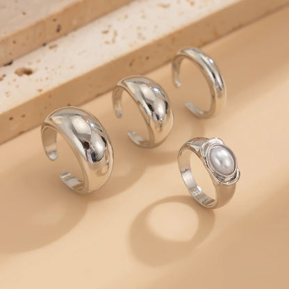 Ingmark-Bagues géométriques lisses simples pour hommes et femmes, ensemble de 4 pièces, style bohème, perles exquises, nouvel an, bijoux