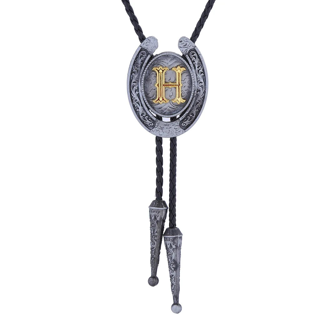 RechicGu-26 lettres Bolo pour homme, style western, cow-boy, cow-girl, cravate en cuir, collier rodéo, bijoux cadeaux, Dropshipping