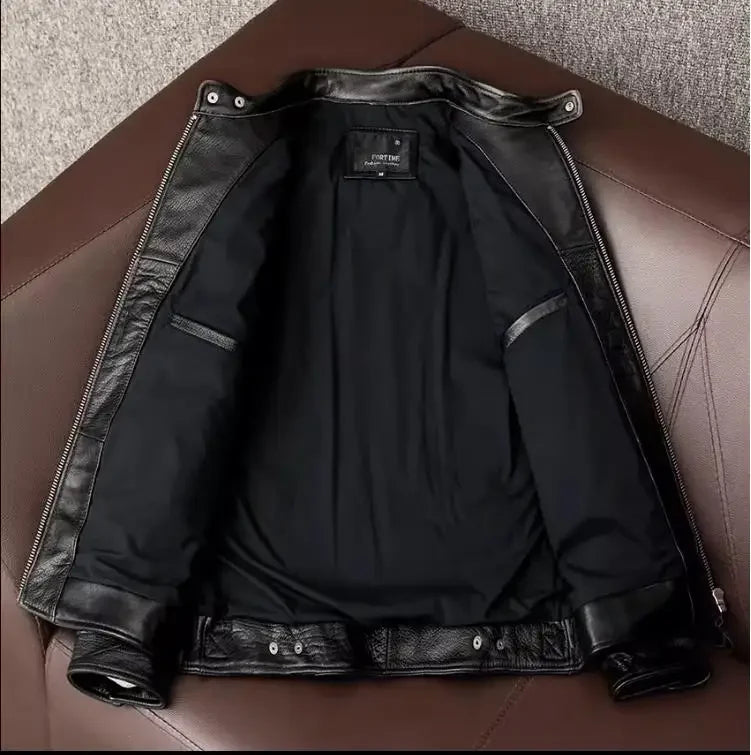 Wholesales.100% real cowhide Clothing.Brazilian.fashion.slim fit,natural leather jacket.Men Moto Rider.Clientes brasileiros