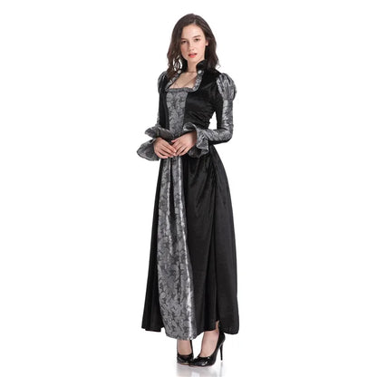 Halloween Jour des Morts Sexy Européen Médiéval Rétro Cour Gothique Reine du Poison Maléfique Vampire Costume Carnaval Fête Diable Sorcière