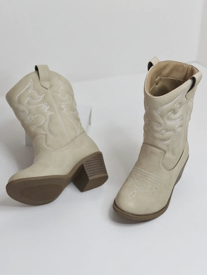 Classic Western Knee High Boots for Girls Premium Quality Slip-on Cowboy Long Booties Kids Autumn Heeled Point Botas Kids Shoes