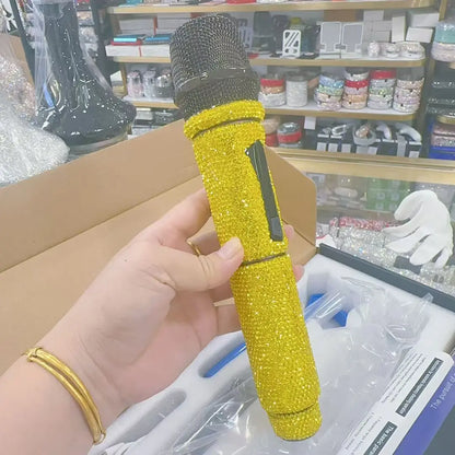 Microphone sans fil professionnel à strass scintillants, fréquence UHF réglable en métal pour spectacle Paryt, enseignement, haut-parleur de mariage