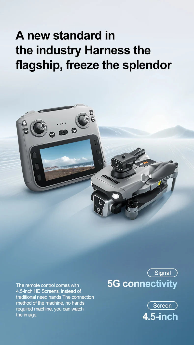 K19MAX GPS Drone avec caméra HD 4K Dron 5G WIFI 4.5 pouces écran LCD télécommande quadrirotor jouets moteur sans brosse FPV Drone