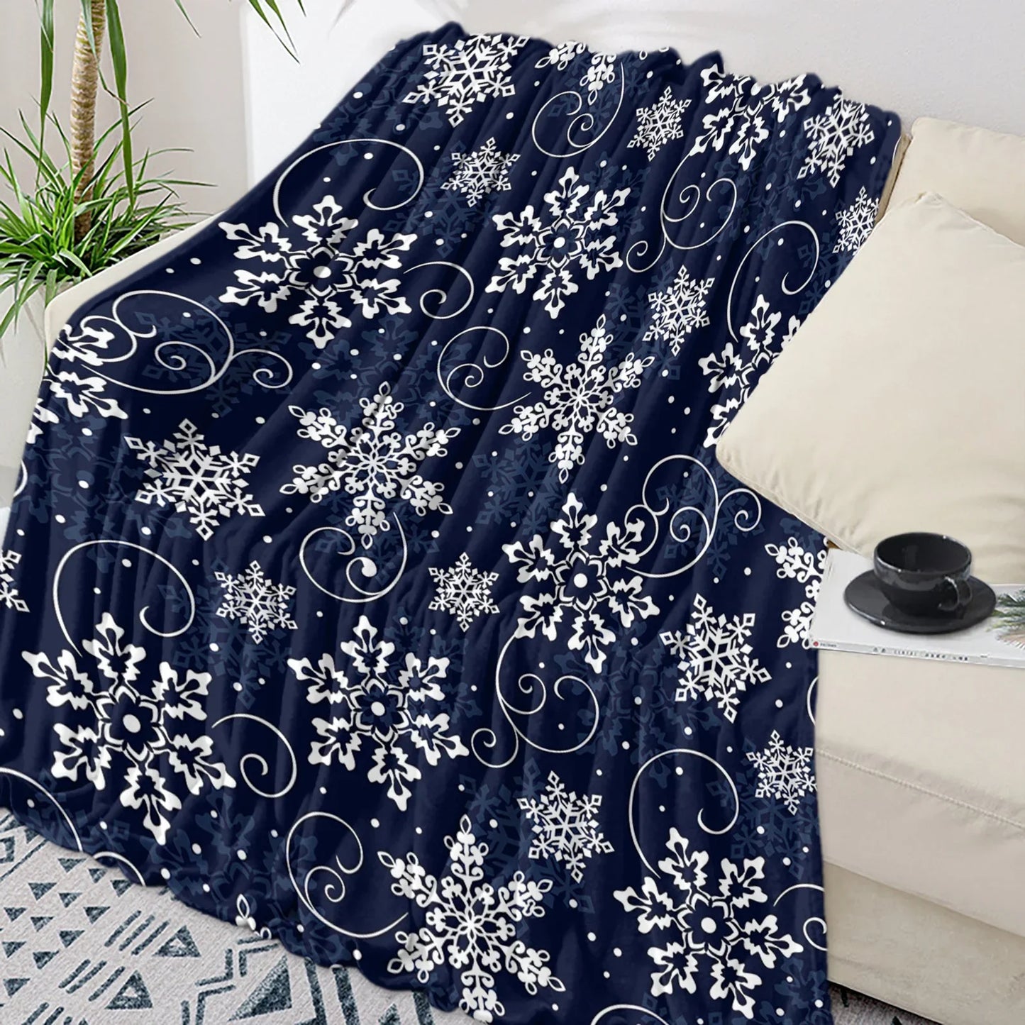Christmas Snowflake Red Throw Blanket Portable Warm Blanket Blankets For Beds Home Decor Sofa Blanket