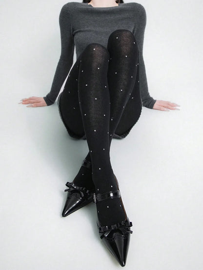 Leggings imprimés à pois pour femmes, 100 grammes, Leggings péplum en velours fin bordeaux, automne et hiver, printemps et automne