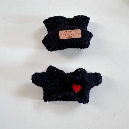 Cute Labubu Bunny Doll Accessories with Knitted Clothes Rabbit Ears Hat Heart Sweater for Toy Collectors Labubu Clothes