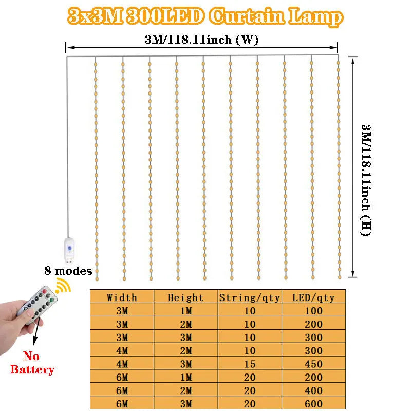 3/4/6m rideau LED chaîne lumières guirlande USB feston télécommande fée guirlande lumières décoration de noël pour chambre maison