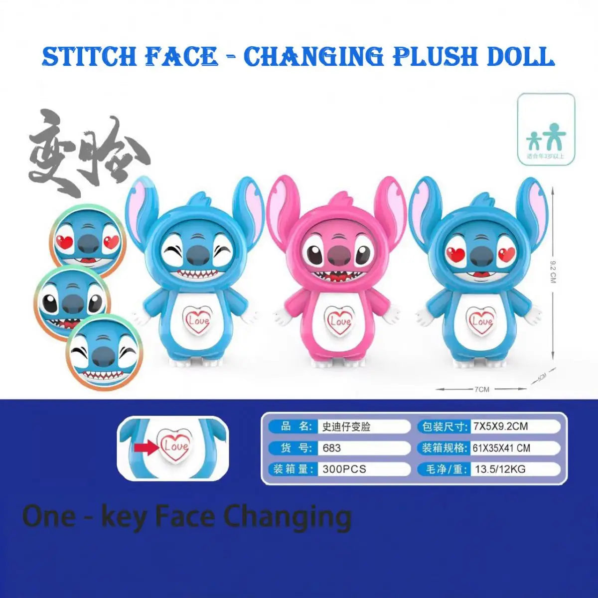 Stitchou Funny Face Changing Toy Automatic Press Switch Expression Changer Stress Relief Fidget Toy For Kids Adults