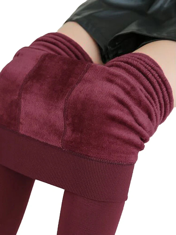 Leggings d'hiver tricot velours Legging décontracté nouveau haute élastique épaissir dame chaud noir pantalon pantalon slim pour femmes Leggings