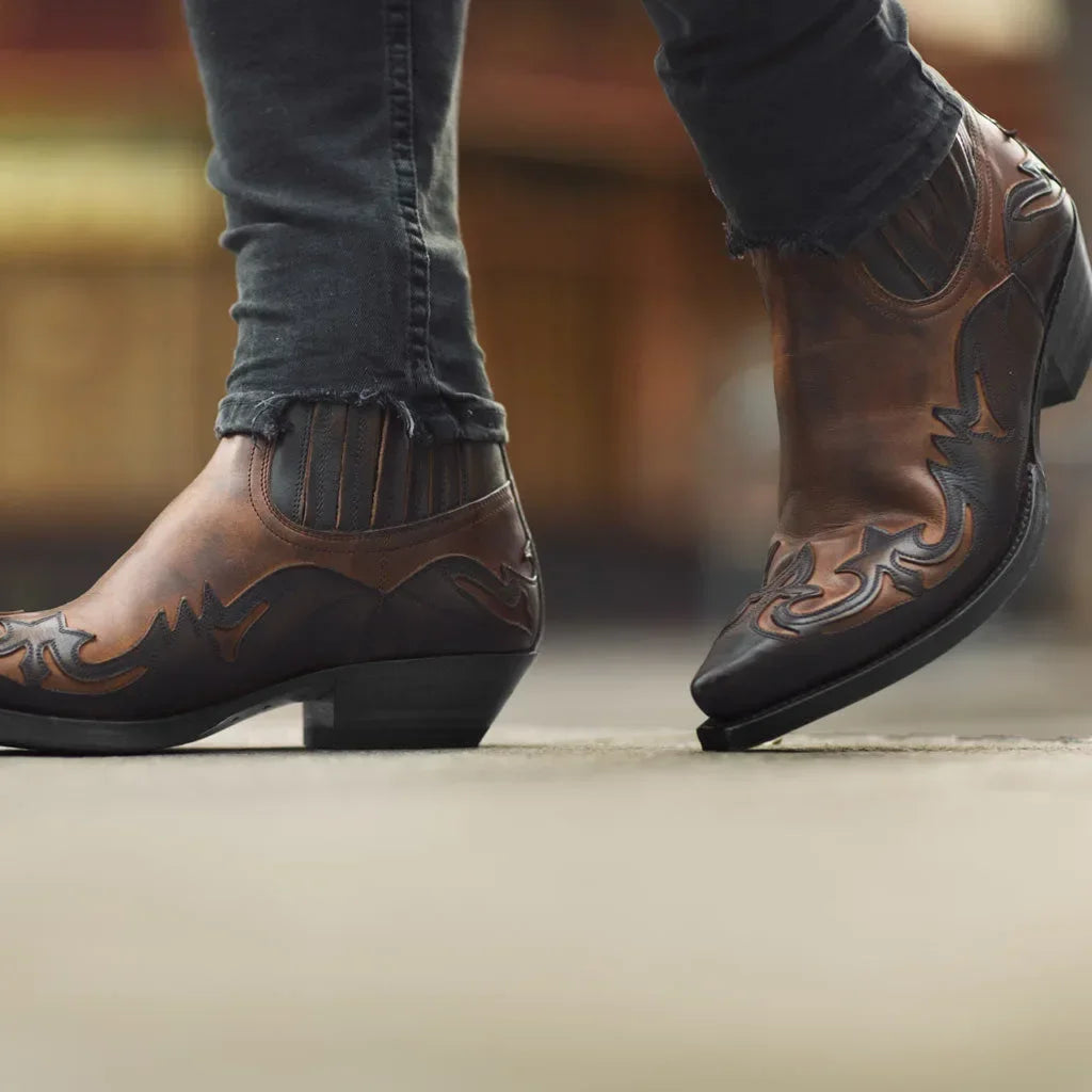 New Men's Boot Handmade Wedge Ankle Boots for Men Western Cowboy Boots Unisex Men's Leather Shoes Hard-Wearing