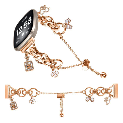 Metal Bracelet Charm Strap Compatible with  Fitbit Versa 3/Versa 4 Fashion Watches Decorations for Fitbit Sense/sense 2