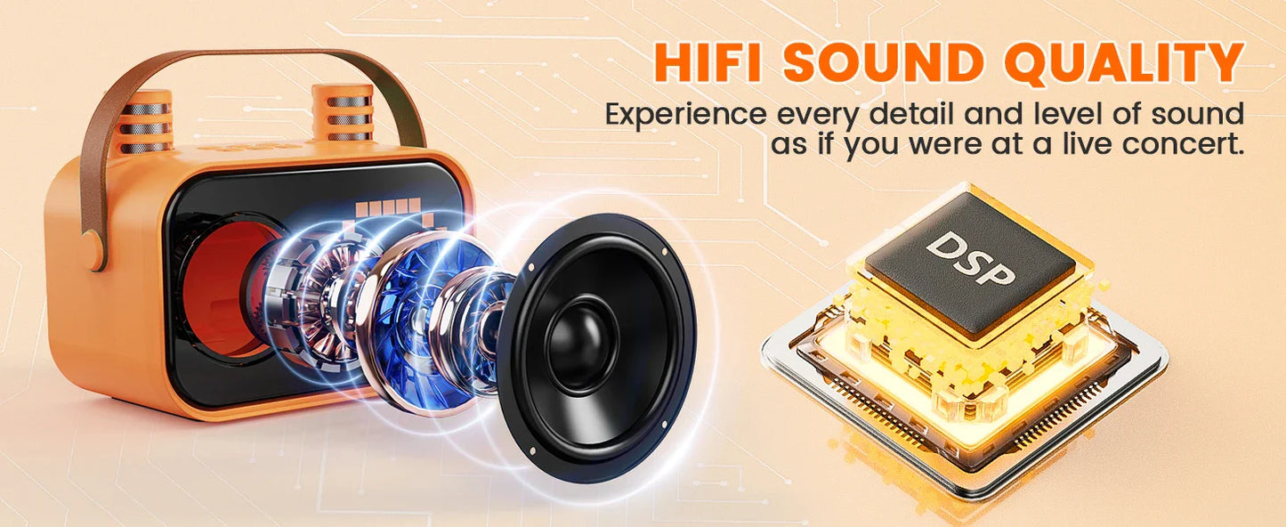 Mini Karaoke Machine for Kids, Portable Bluetooth Karaoke Speaker Unpowered Cabinets with 2 Wireless Microphones for Party