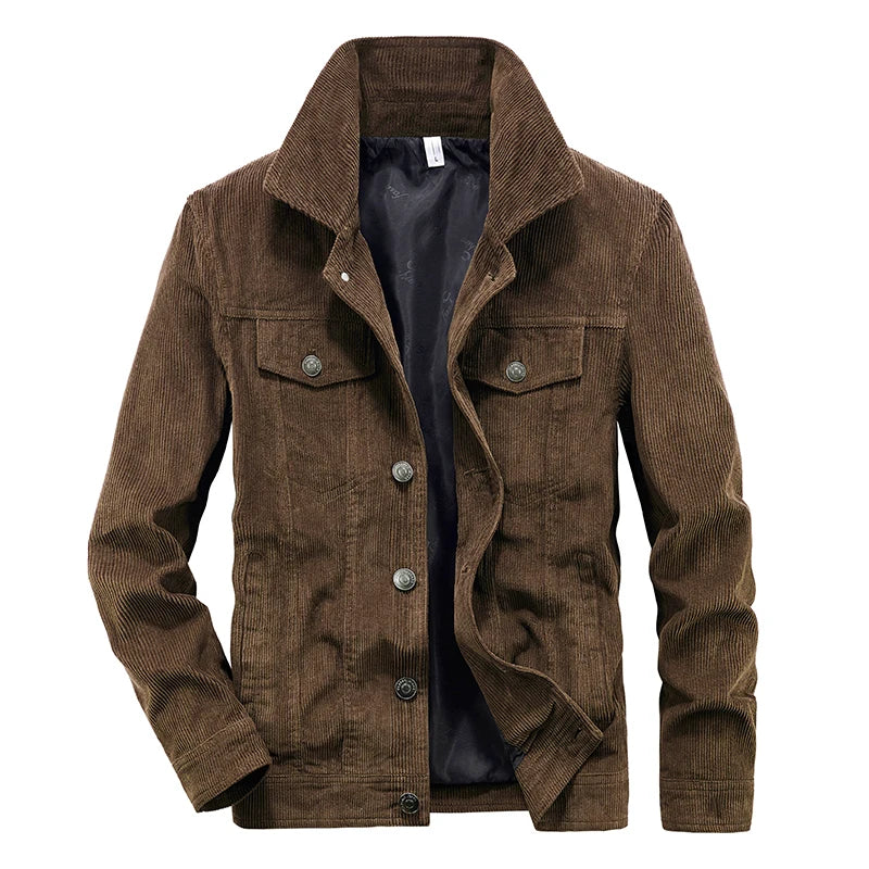 Manteaux tendance pour hommes, veste en velours automne, coupe slim, style vintage, décontracté, éclair, manches longues, vêtements d'extérieur, fermeture printemps-automne