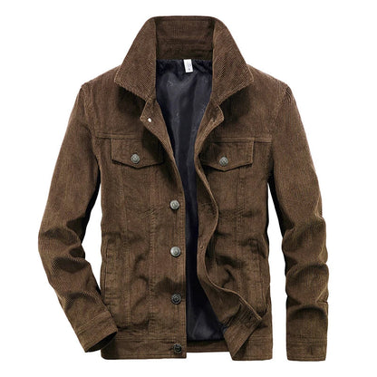 Manteaux tendance pour hommes, veste en velours automne, coupe slim, style vintage, décontracté, éclair, manches longues, vêtements d'extérieur, fermeture printemps-automne