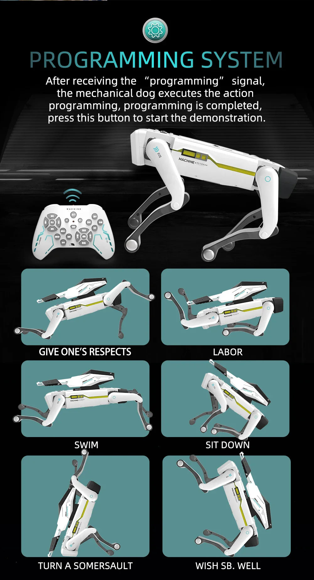 Teeggi électrique RC Robot Intelligent chien avec pince multifonction RC mécanique chien jouet éducatif bionique Robot Intelligent jouet cadeau