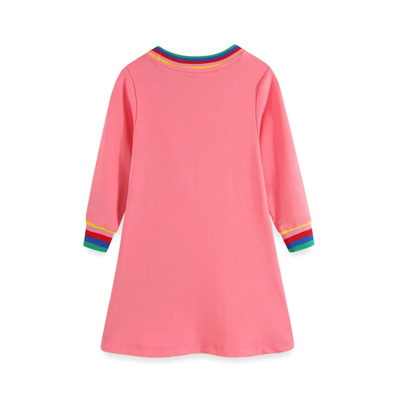 Jumping Meters Paint Brush Children's School Dresses With Pockets Pen Embroidery Long Sleeve Autumn Kids Preppy Style Dress