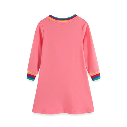 Jumping Meters Paint Brush Children's School Dresses With Pockets Pen Embroidery Long Sleeve Autumn Kids Preppy Style Dress
