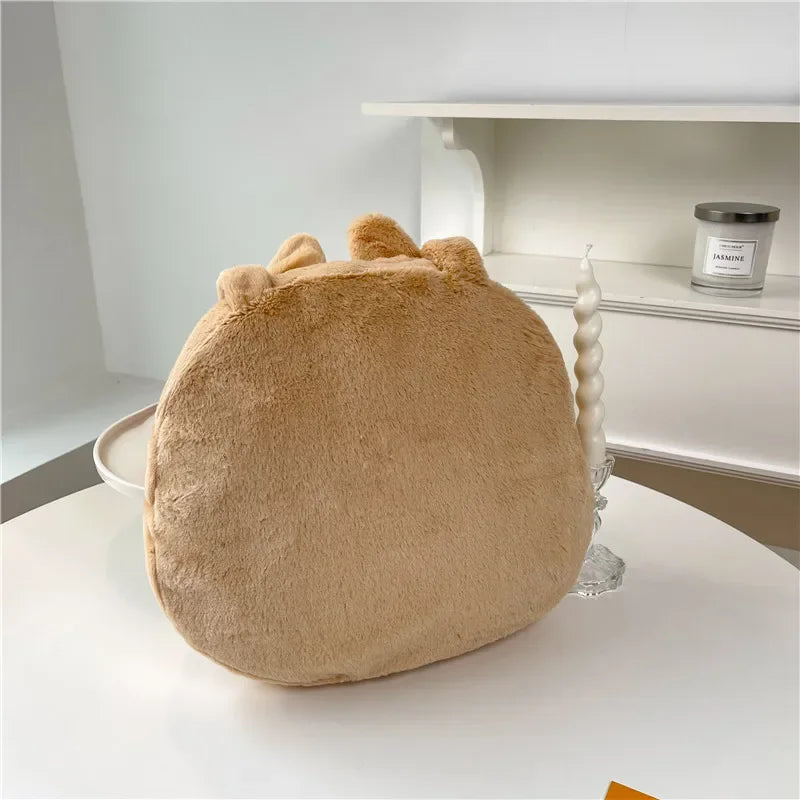 Plush Cartoon Chipmunk Squirrel  Large Capacity Shoulder Bag Sweet Versatile Cute Women's Bag Stitch Mobile Cosmetics Storage