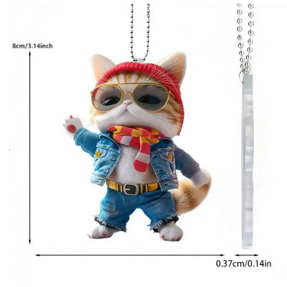 Acrylic Cat Charm for Car Realistic Cat Pendant Car Ornament Hanging Decor for Car Lovers Acrylic Charm Party Festival Gift