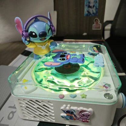 Lilo and Stitch  Hello Kitty Bluetooth Speaker Kawaii Anime Accessories Portable RGB Light Desktop Decoration Girls Holiday Gift