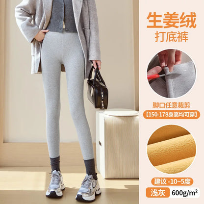 Women's Wool Leggings, Outer Wear, Fall Winter, Plus Size, Added Wool, Thick, Extra-Thick, Warm, Slimming, Cotton Thermal Pants