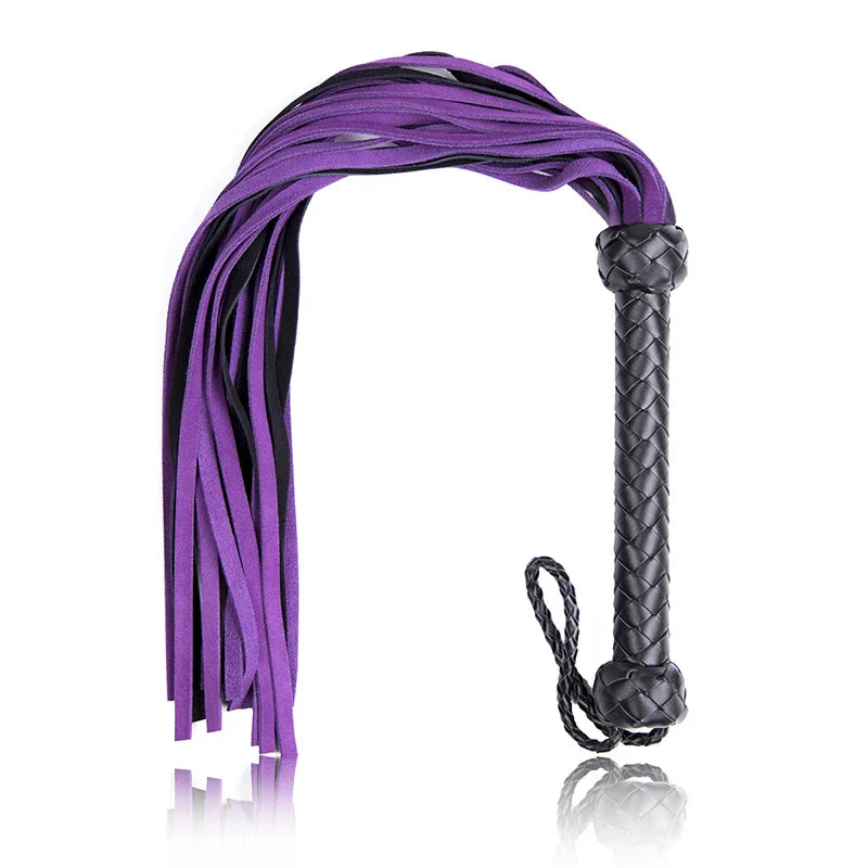 Fouet d'équitation avec glands en cuir de vachette, poignée en cuir, fouet de dressage, fouet de culture, pagaie slared, violet, noir, 68cm